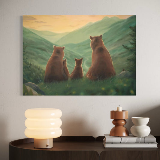 Bear family at sunset - Fine art print