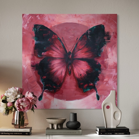 Rosa Fjäril Canvas Print