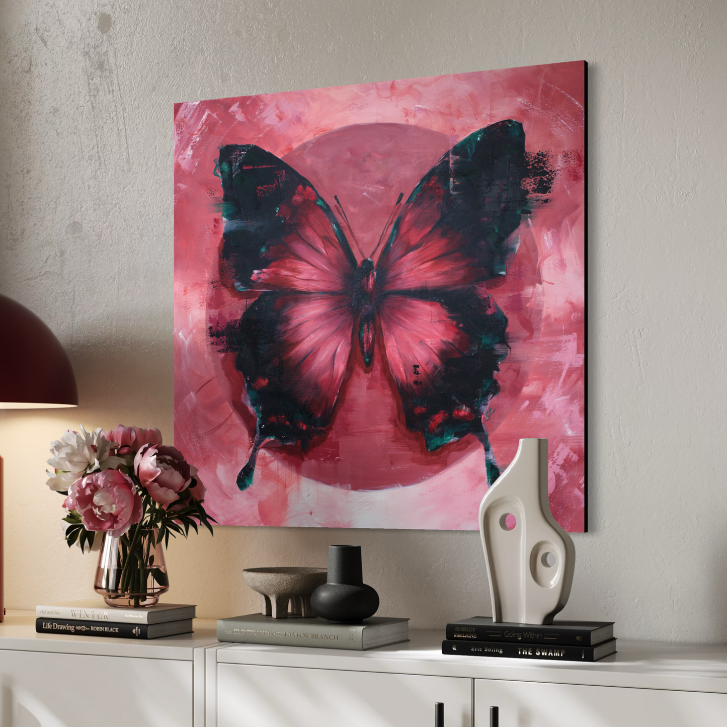 Rosa Fjäril Canvas Print