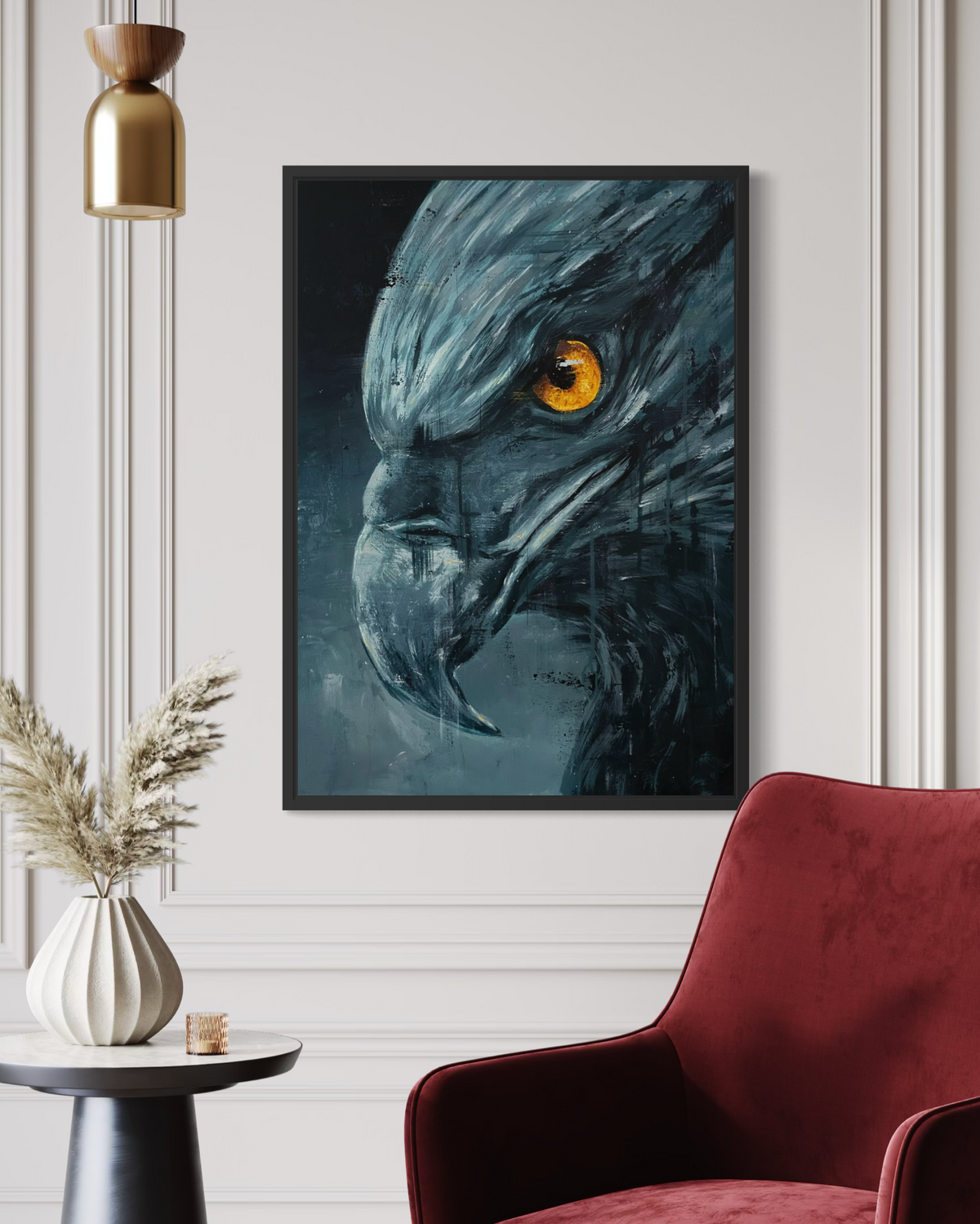 Golden Eye inramad canvas print
