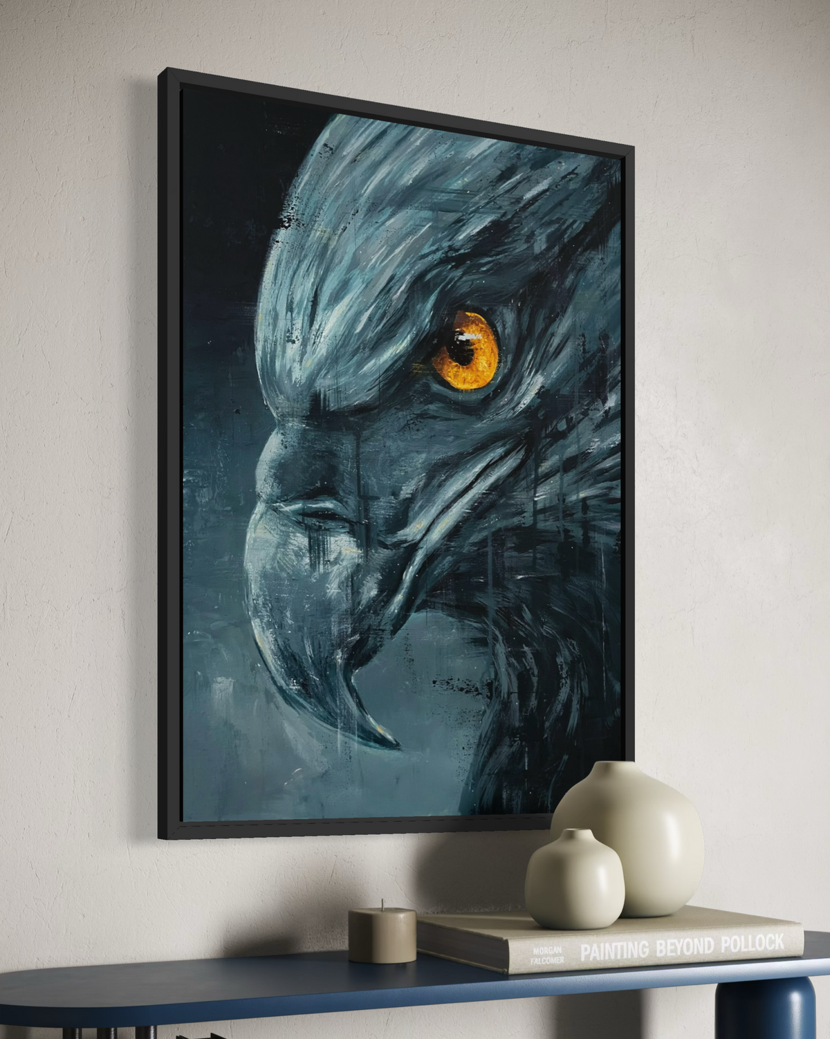 Golden Eye inramad canvas print