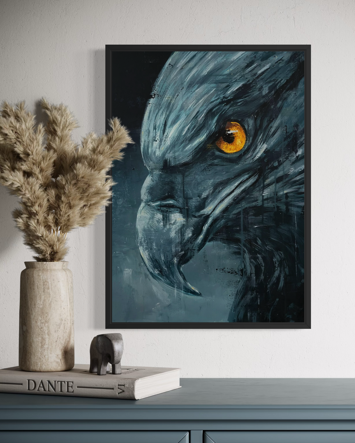Golden Eye inramad canvas print
